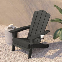 Flash Furniture Newport Adirondack Chairs with Cup Holders, Weather Resistant Poly Resin Adirondack Chairs, Set of 4, Gray