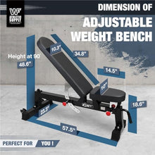 CAP Barbell Commercial Grade Weight Bench Flat/Incline/Decline Utility Exercise Olympic Workout Bench Black