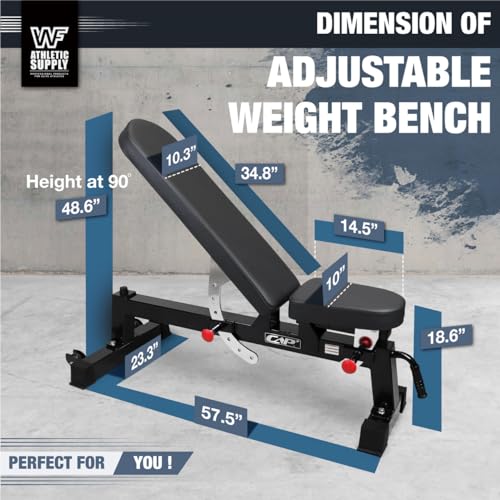 CAP Barbell Commercial Grade Weight Bench Flat/Incline/Decline Utility Exercise Olympic Workout Bench Black