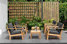 Amazonia Prescott Patio 8-Piece Deluxe Conversation Set Light Teak Finish Black