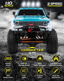 LAEGENDARY 4x4 RC Crawler Truck 1:10 Scale Blue Green Brushless