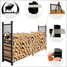 WXPWAMZ Oversized 96.9In Firewood Log Rack, Heavy Duty Wrought Iron Wood Stacker Holder For Outdoor Indoor Chimney/Hearth