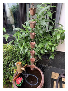 ngddf2haa Rain Chains Copper Rain Chain for Downspouts Eaves Rain Drainage Chain Villas Japanese Copper Wash Chain Temple Farm Decoration Guide Water Rain Chain (Color : 2) (2)