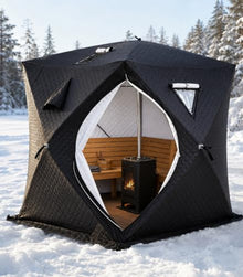 ZHIGUANYUN Outdoor Sauna, Portable Insulated Sauna Tent, Snow- and Windproof with Stove Jack for Garden and Ice Fishing Blackmodel-1.8M