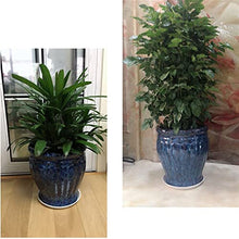 Flower Pot Round Ceramic Planter Pots - Garden Blue Porcelain Decorative Flower Pots Large Indoor Plant Container with Drainage Hole for Bonsai Plants Flower House Plants, Succulents, Flowers (Size :
