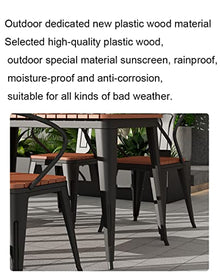 Eiwitany Outdoor Wrought Iron Plastic Wood Tables and Chairs Courtyard Terrace Milk Tea Shop Coffee Shop are Suitable for a Table and Four Chairs (Black A)