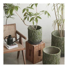 WOAITIANTIAN Flower Pots Garden Large Calibre Round Flower Pot with Cactus Pattern Concrete Planter