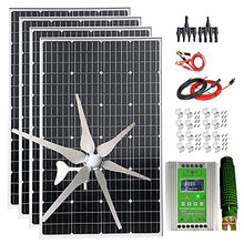 880W Solar Wind Hybrid System 12V/24V: 4pcs 120W Monocrystalline Solar Panel + 400W Wind Turbine Generator + Hybrid MPPT Charge Controller +Cables + Brackets