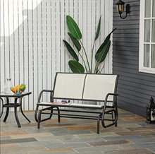 HIHELO Outdoor Rocker Garden Bench Loveseat Sofa Bench Perfect for Garden Patio Front Porch Back Yard - Dark Grey/Beige (Color : 1)