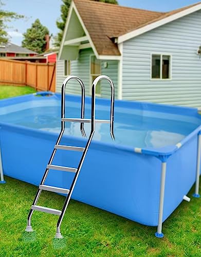 Fiunkes Heavy Duty Above Ground Pool Ladder 500 lbs for 52'' Deep Pool, 4 Step Stainless Steel Pool Ladder for Above Ground Pool, Double Sided Pool Ladder Pool Stairs, Removable Pool Steps