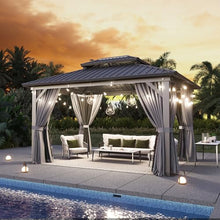 Aoxun Gazebo 10x14 Hardtop Gazebo with Double Galvanized Steel Roof, Gray