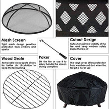 Fire Pits Outdoor Wood Burning Fire Pits 36 Inch Large Bonfire Wood Burning Patio & Backyard Firepit for Outside with Spark Screen, Fireplace Poker with Cover BBQ Cooking for Outside Camping Backyar