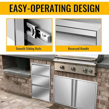 TBLOTYD Stainless Steel Outdoor Kitchen Drawers - Wall Mount BBQ 3-Tier Storage with Handle Ideal for Grill Stations,35.5 Wx53.3 Hx58.4 D Cm