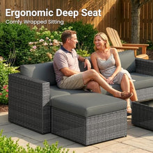 5 Pieces Wicker Patio Furniture Set - Patio Sofa and Chair for All Weather