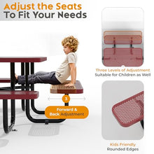 OUTTANS Commercial Metal Picnic Table (Red, 46 in Square, Punched Steel)