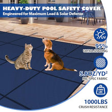 Lynkron Pool Safety Cover for Inground Pools, Heavy-Duty Winter Pool Cover, Rectangle Mesh/Solid Swimming Pool Covers, Triple Stitched for High Strength & UV Protection，Blue