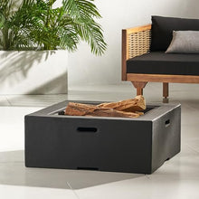Roomfitters 29" Square MgO Wood-Burning Fire Pit with Durable Design, Modern Outdoor Fireplace for Cozy Evenings, Black