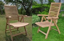 TeakStation 8 Seater Grade-A Teak Wood 9pc Dining Set: Large 117" Double Extension Rectangle Table and 8 Ashley Reclining Arm Chairs #TSDSAS8