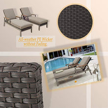 PatioFestival Outdoor Wicker Rattan Chaise Lounge Chair Set with Adjustable Backrest, Grey