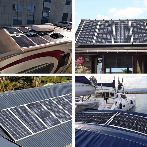 MDYHY 50/100w Solar Battery Charger(40a/60a Controller), 2-in-1 Cable Solar Panel Kit, High Efficiency Solar Panel Kit, for Garage, Rv, Roof, Yacht, Boat,H