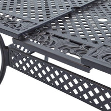 Hassyee Classic Expandable Dining Table with Sturdy Frame and Umbrella Hole for Poolside, Backyard, Outdoor All-Weather Cast Aluminum Table with Shiny Copper Finish for Lawn