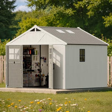 Patiowell 10x10 FT Resin Outdoor Storage Shed with Floor, Beige