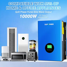 ZLPOWER UL1741 10000W 48V Solar Inverter,Built-in 2 MPPTs,Peak Power 30000W Split Phase Pure Sine Wave Inverter AC Input 240V,Output 120V/240V,Low Frequency Inverter for Home (WiFi and BMS COMM)