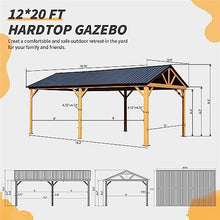 LOPOO Hardtop Metal Gazebo Aluminum Frame Pavilion Yellow Brown 12Ft x 20Ft