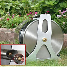 VIXARKO Garden Hose Holder Stainless Steel Garden Hose Reel Heavy Duty Hose Holder, Wall/Floor Mounted Metal Water Hose Reel with Crank Handle and Dust-Proof Lid Garden Hose Reel