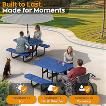 OUTTANS Commercial Metal Picnic Table (Blue, 4' Rectangular)
