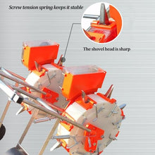 DAJIAYIQI Double-Wheel Push Seeder, Manual Seeder Row Planter Handheld Seed Spreader, Upgraded Durable Brush, Thickened Stainless Steel Duckbill for Corn, Peanut, Cotton, Soy(10 Nozzles)