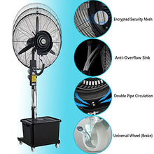CUTPOIY 80W High Velocity Misting Fan with 90° Oscillation, 3 Speeds & Remote Control Outdoor Cooling for Patio, Garage, Farm, Workshop, Fan Blade 650mm