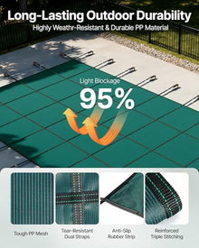 VEVOR Inground Pool Safety Cover, Fits 20 ft x 40 ft Rectangular Winter Pool Cover with Right Step, Triple Stitched, High Strength Mesh PP, Good Rain Permeability, Installation Hardware Included