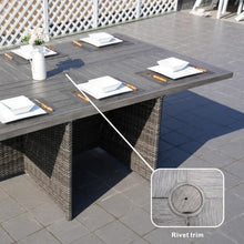 Gray Aluminum 6-Person Outdoor Dining Set with 6 Chairs and 4 Ottomans