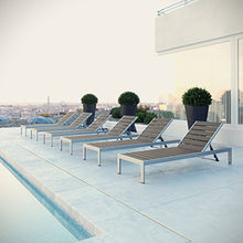Modway Shore Aluminum Outdoor Patio Poolside Chaise Lounge Chairs Silver Gray