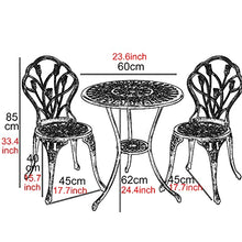 JIQHOHX 3 Piece Bistro Set with Tulip Design - Cast Aluminum Outdoor Furniture Sets Weather Resistant Patio Table and Chairs with Umbrella Hole (White Without Seat Cushion)
