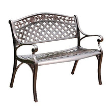 YHdtUO Outdoor Bench Metal Garden Bench for Front Porch Patio Garden Yard, 2-Person Outdoor Bench with Backrest and Armrest, Copper Color Cast Aluminum Garden Benche