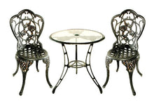 Oakland Living Hummingbird Cast Aluminum 24-Inch Glass Top Table with 3-Piece Bistro Set, Antique Bronze