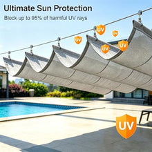 Slide Wire Wave Shade Sail,Off Wave Sun Shade Sail,Retractable Sun Protection Wave Canopy Cover,Outdoor Hang Down U Shape Porch Wave Awning,Breathable Shade Mesh Tarp(W2.8*L7m/W9.19*L22.96ft)