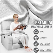 LEVELEVE Rocking Recliner Chair, Massage Rocker Recliner Chair with Vibration Massage and Heat, USB and Type-C Ports,360° Swivel Faux Leather Chairs, Living Room, Bedroom, Nursery, RV, Light Grey
