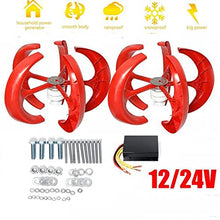 HENGJINGTR 220v, 12000W Wind Turbine Generator, 12V-220V Vertical Axis Windmill Portable Wind Power Turbine Generator Kit with Charge Controller(Red)