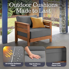 Alaterre Furniture Barton Outdoor Patio Chairs Set of 2 - Weather-Resistant Eucalyptus Wood Armchairs with Thick Cushions - Modern Outdoor Furniture Set for Patio, Porch, Deck, or Poolside (Natural)