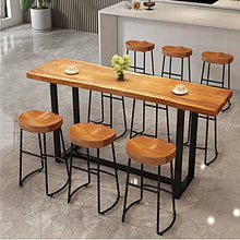 DESALAI Industrial Bar Height Table,Live Edge Dining Table Narrow Table,Solid Wood Top Table,Rectangular Pub Tables Tall Counter Table,Rustic Long Table,No Stool(78.7", Brown)