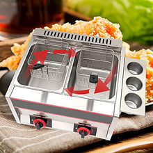 Dntum 22L Large Capacity Gas Fryer, Commercial Household LPG Gas Fryer, Freestanding Temperature Control, Adjustable Firepower, with Detachable Baskets and Lid,Gas