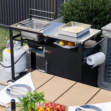 OuterMust Outdoor Propane Deep Fryer, 85,000 BTU Outdoor Fryer Station Movable Propane Fish Fryer Cart Stainless Steel Top & Storage Cabinet Ideal for Fish & Turkey Frying