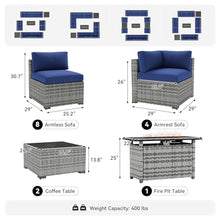 15-Piece Wicker Outdoor Patio Furniture Set with 44" Fire Pit Table