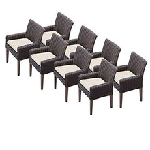 TK Classics TKC Venice Wicker Patio Arm Dining Chairs Set of 8 Beige