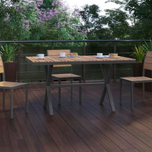 Flash Furniture Commercial 59x35.5 in Metal Dining Table, Natural/Gray
