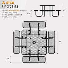 OUTTANS Commercial Metal Picnic Table (Black, 38 in, Square)