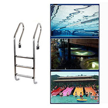 Swimming Pool Ladder Stainless Steel Hot Spring Stair handrails Large Swimming Pool Safety Handle Stairs Indoor and Outdoor Pools Non-Slip 3 Stepped Treads (Silver 163cm)
